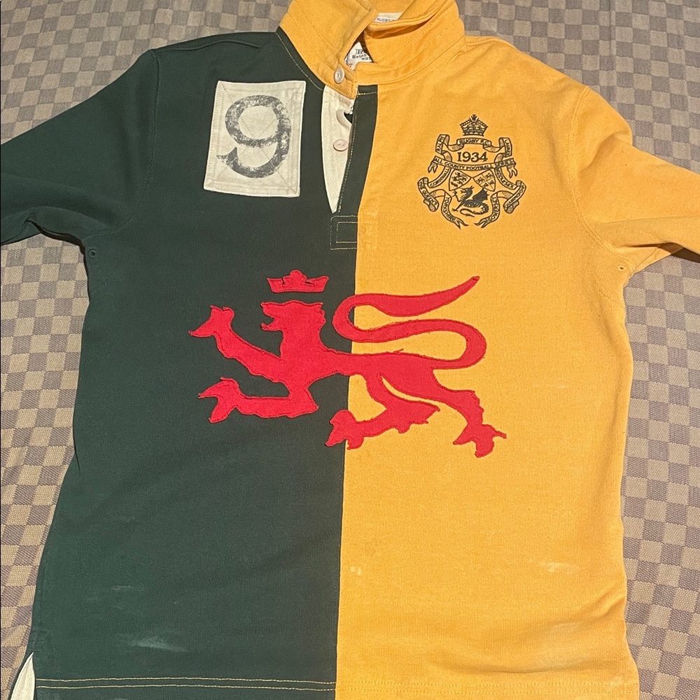 Ralph Lauren Classic Rugby Shirt in Yellow and White
